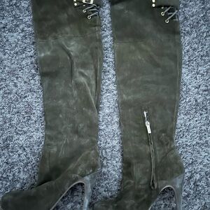 Colin Stuart Green Over the Knee Boots with Suede Finish